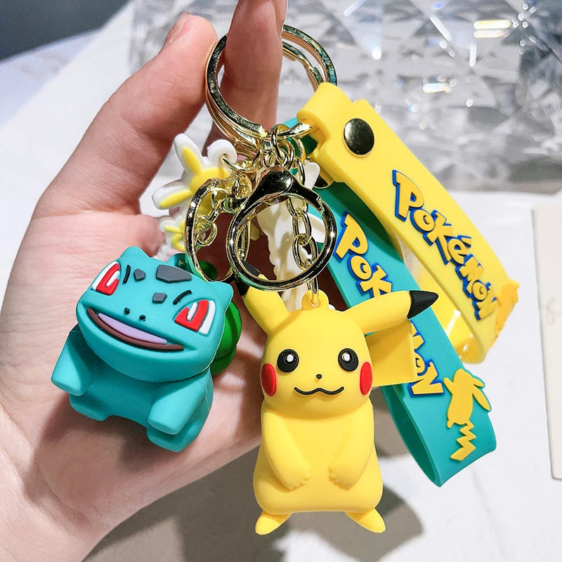 Pokemon Keychain Pikachu Anime Action FiqureToy Kawaii Cartoon Fashion Charmander PsyduckDoll Keyring Car Bag Pendant Kid Gift