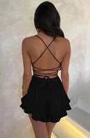 2024 Summer New Sexy Slim Fit and Slim Off Back Solid Color Suspended Dress and Pants