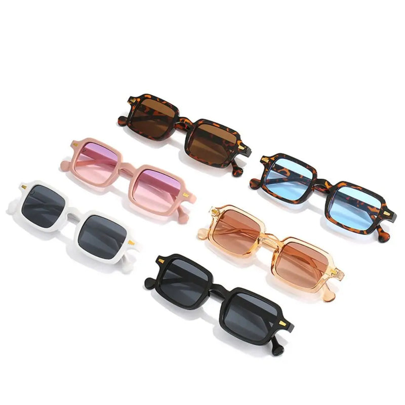 Fashion Square Sunglasses Women New Retro Rivets Decoration Glasses  Men Leopard Blue Sun Glasses Gradient Shades UV400