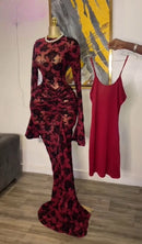 CM.YAYA 2025 Fall Women Long Sleeve Stacked Mesh See Though with Lining Bodycon Long Dress Evening Birthday Sexy Party Dresses