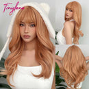 Burgundy Dark Red Synthetic Wigs Long Wavy Wine Red Cosplay Wig with Bangs for Women Natural Body Wave Halloween Heat Resistant