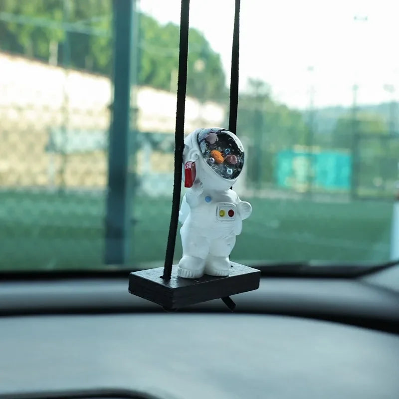 Cute Swing Astronaut Car Pendant Car Rearview Mirror Hanging Ornaments Swing Astronaut Pendant Automobile Decoration Accessories