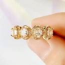 Huitan Elegante ovale Zirkonia-Damenringe, neuer trendiger Verlobungs-/Hochzeitsschmuck in Silber-/Goldfarbe