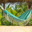 Hammock Soft Comfortable Fabric Canvas Hammock Outdoor Portable Boho Fringe Hammock for Garden Patio Yard Travel Max 200kg