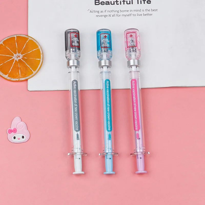 3 Piece Creative Novelty Syringe Peculiar Shape Stationery 0.5 MM Cute Gel Pen