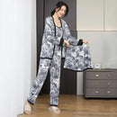 Women's Four-Piece Ink Painting Pajamas Women's Fashion Spring, Autumn And Summer Loose And Comfortable Printing Ladies Homewear