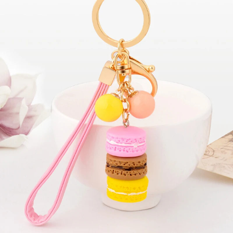 EASYA France Paris Cute Macaroon Effiel Tower Macarons Keychain Colorful Keyring Bag Pendant Car Charm Key Holder