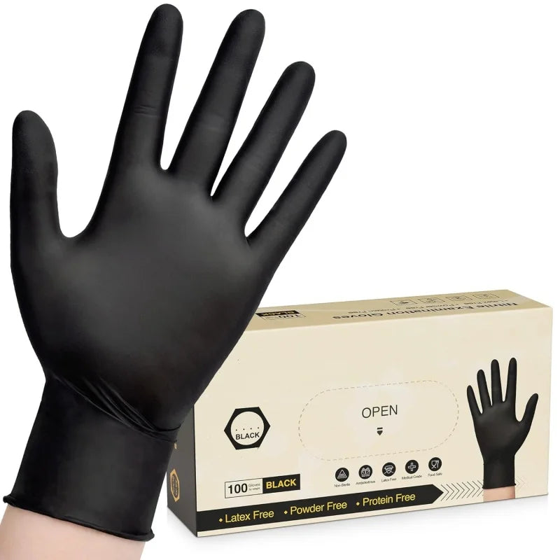 20/50/100PCS Black Nitrile Gloves Disposable Gloves for Household Cleaning Kitchen Dishwashing Work Tattoo SPA Gloves Latex Free