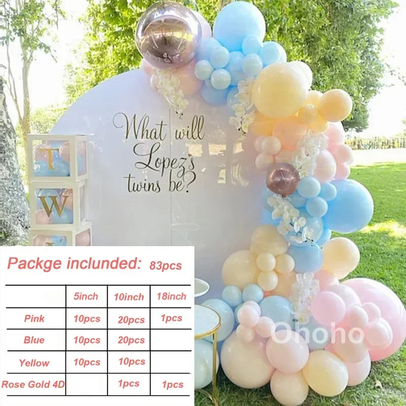 Beige Blue Balloons Garland Arch Kit Kids Boy One 1st Birthday Balloon Set Baby Shower Decoration Baptism Party Wedding