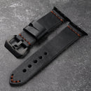 Handmade Black First Layer Cowhide Leather Watchband 45MM/49MM Suitable For Apple Watch Handmade Men Vintage Bracelet