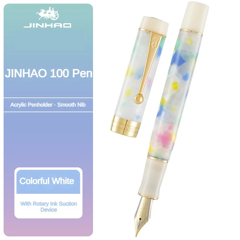 Jinhao 100 Centennial Resin Fountain Pen EF/F M / Bent Nib Golden Clip Business Office School Supplies Stationary PK 9019