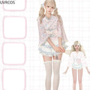 Pink Kawaii Lolita Style Skirt Set Women Cute Cat Print Bow Blouse Ruffles Mini Cake Skirts Suits Female Korean Y2k 2 Piece Sets