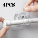 Set of 2/4/8 Self Adhesive Hooks Punch-free Curtain Rod Clip Hook Window Curtains Wall Hanging Holder Household Clamp Fixed Clip