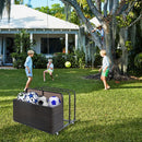 Outdoor Storage Solution with Convenient Mobility Poolside Float Storage Basket, PE Rattan Pool Caddy with Rolling Wheels