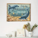 1.5-inch thick pine frame, ocean-inspired canvas wall art, modern dolphin design for interior decor
