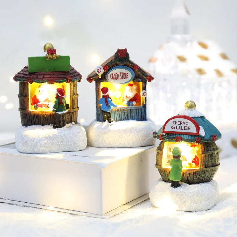 Christmas Luminous Castle House Ornament 2024 New Year Kid Gift Christmas Decoration for Home Xmas Party Tabletop Decor Navidad