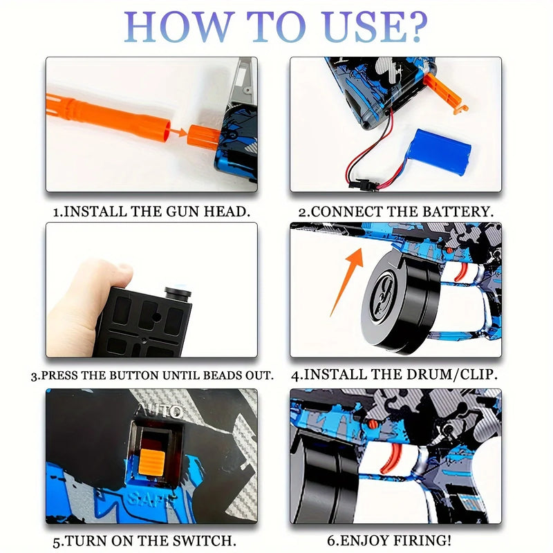 Gel Ball Blaster With Big Drum, Manual & Automatic Burst Dual Mode With Linked Effects, More powerful,For Shooting Team Game