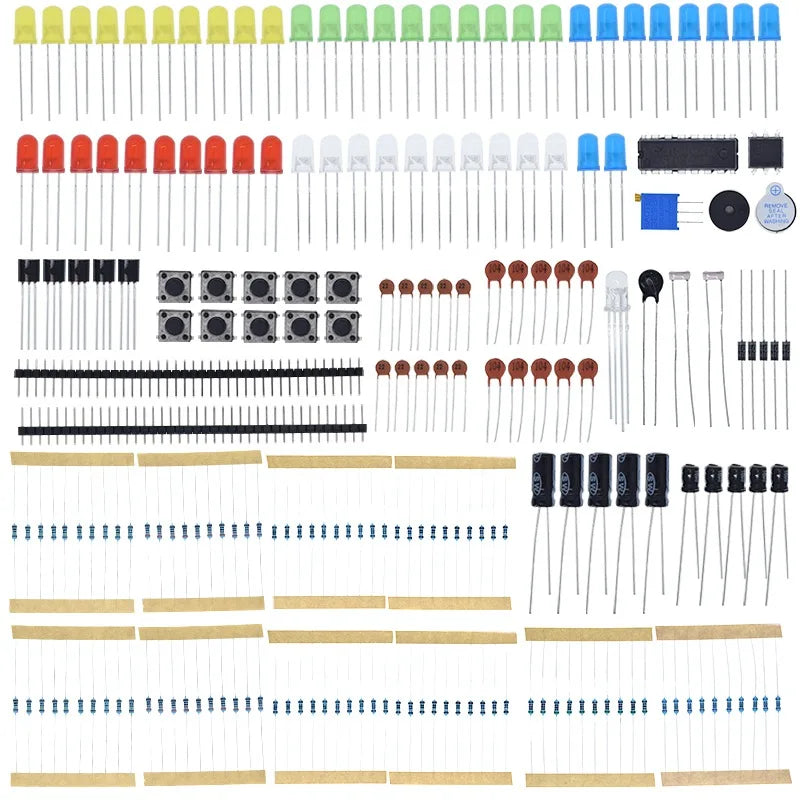 New Electronics Basic Starter Kit for Arduino UNO MEGA2560 Raspberry Pi with LED Buzzer Capacitor Resistor