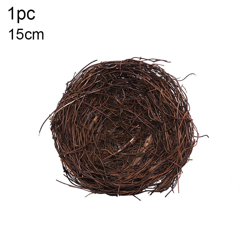 8-25cm Round Rattan Bird Nest Easter Decoration Bunny Eggs Artificial Vine Nest For Home Garden Decor Happy Easter Party Supply