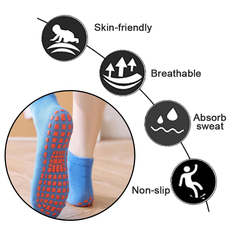 3 Pairs Men's Non-slip Silicone Floor Socks Casual Cotton Mesh Breathable Cozy Yoga Trampoline Foot Massage Ballet Dance Unisex