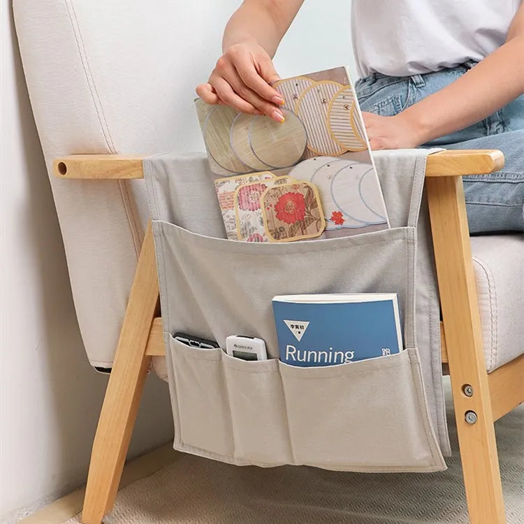 Sofa Armrest Organizer With 4 Pockets Armchair Hanging Storage Bag for TV Remote Control Cellphone Books Storage Pouch