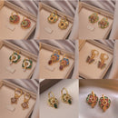 Ethnic Chinese Colorful Enamel Earrings for Women Retro Design Gold Plated Flower Shaped Multiple Wear Ways Luxury Jewelry Gifts