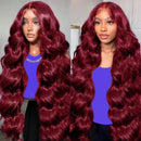 13x4 HD Body Wave 99J Burgundy Colored Human Hair Wigs For Women 200 Density 13x6 Transparent Lace Frontal Wigs 42 44 Inch
