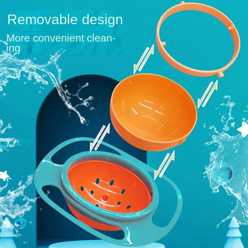 Universal Gyro Bowl Practical Design Children Rotary Balance Novelty Gyro Umbrella 360 Rotate Spill-Proof Solid Feeding Dishes