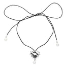 Exaggeration Retro Elegant Trendy Pink Black Bow Tie Love Metal Heart Necklace Ribbon Pearl Pendant Necklace for Women Jewelry