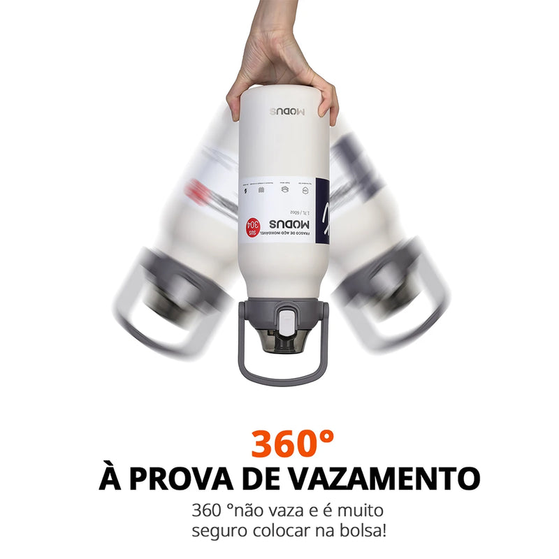 MODUS Garrafa Térmica de Viagem Vacuum Inox com Palha Copo Térmica Fria e Quente Vácuo