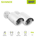 SANNCE 2PCS Ultra HD 2MP/5MP/8MP POE Camera OutdoorWeatherproof Security Network Bullet EXIR Night Vision Email Alert Camera Kit
