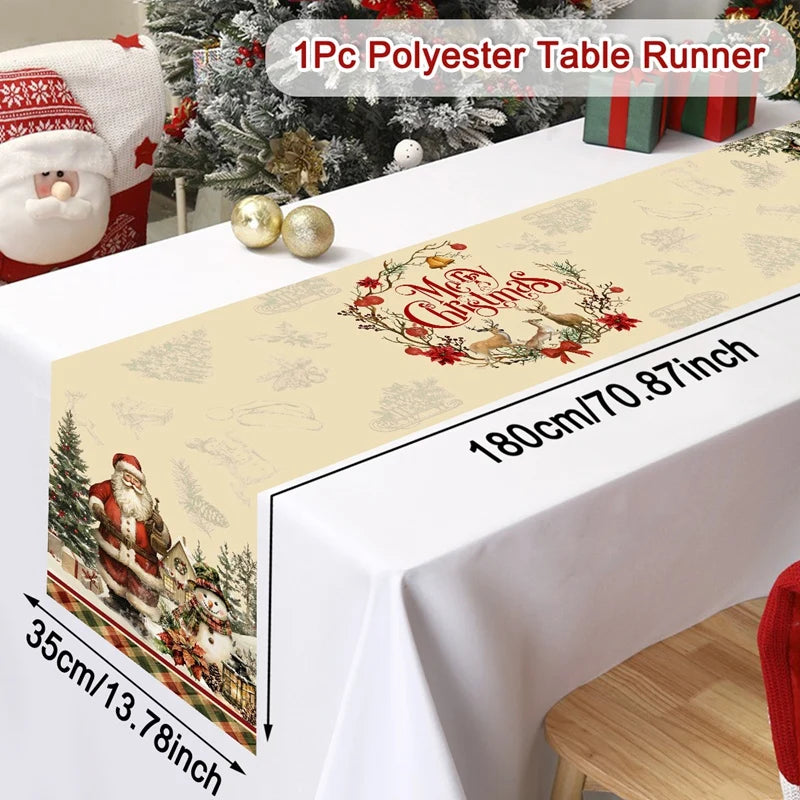 Christmas Table Runner Merry Christmas Decoration For Home Xmas Table Decor 2025 Navidad Notal Noel Ornament Happy New Year 2026