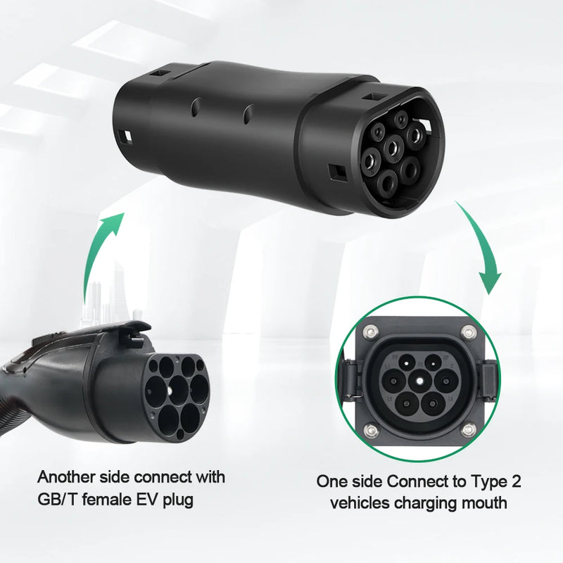 Chiefleed GBT To Type 2 IEC-62169 32A 7.2/22kw EV Charging Adaptor For EU Eletric Vehicle Conventor Hybrid Cars