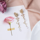 Korean Elegant Flower Butterfly Earrings For Women Exquisite Crystal Zircon Long Tassel Drop Earrings Girls Temperament Jewelry