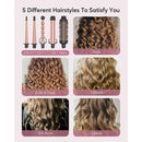 5 In 1 Curling Iron Wand Set, Instant Heating, With 4 Ceramic Barrels And 1 Curling Iron Brush