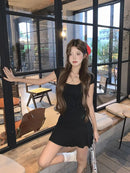New Women Slim Temperament Purple Black Mini Dress Sexy Summer Knit Waist Skirt Spice Girls Dresses Bodycon Dress High Quality
