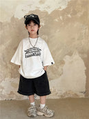 2025 Spring and Summer New Korean Edition Boys' Loose Pants Children's Fashion Versatile Vintage Shorts Mid Length