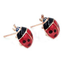 1Pair Insert Earrings Exquisite Paint Stud Earrings Red Oil Ladybug Ear Studs Fashion Handmade Animal Rhinestone Female Jewelry