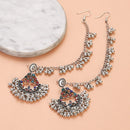 Antique Silver Color Geometric Earrings Women 2024 Ethnic Multicolor Crystal Beads Tassel Pendientes Wedding Jewelry Gift