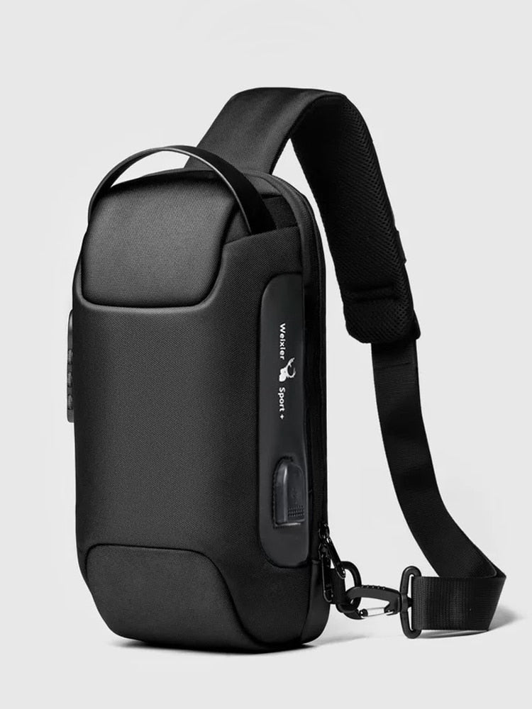 WEIXIER Shoulder Bag for Men Waterproof USB Man Crossbody Bag Anti-Theft Short Travel Messenger Sling Fashion Designer Chest Bag