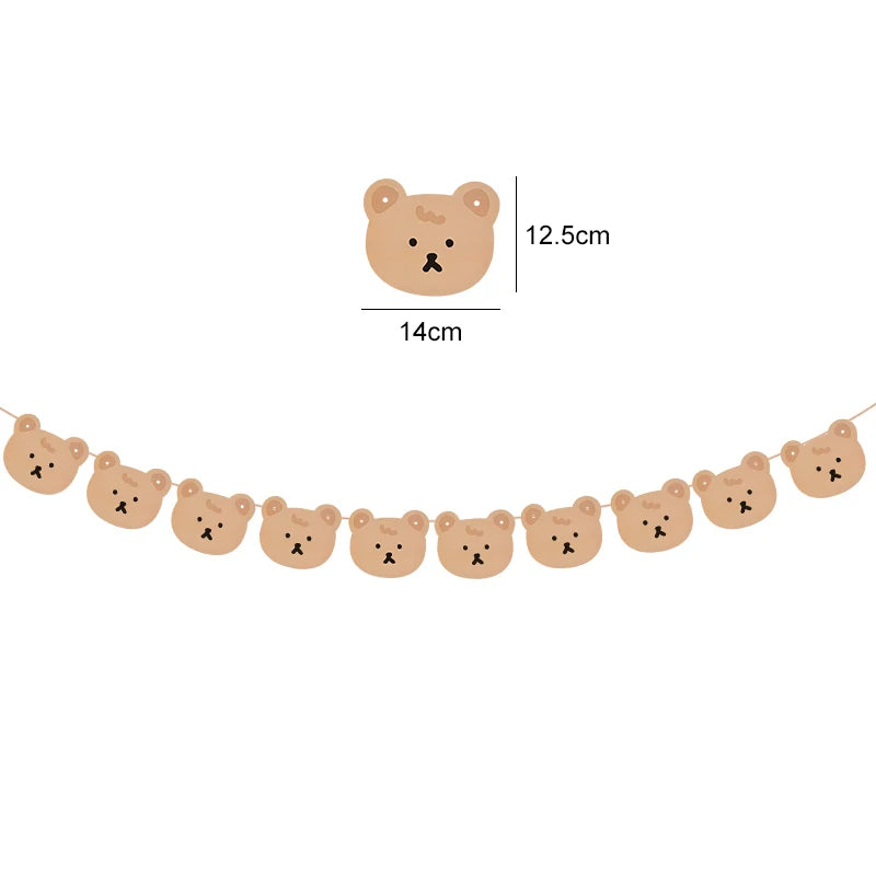 INS Happy Birthday Letters Banner Kids 1st Birthday Party Brown Bear Paper Garland Flag Decoration Boy Girl Baby Shower Supplies