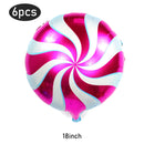 6Pcs Christmas Candy Cane Foil Balloons Round Windmill Lollipops Candy Helium Foil Balloons for Xmas Wedding Birthday Decoration