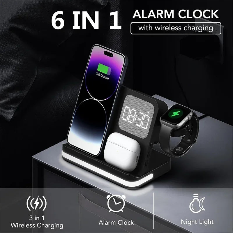 6 In 1 Wireless Charger Stand For iPhone Samsung S23 S22 Ultra Note Fold Galaxy Watch 5 4 Active Buds Fast Charging Dock Station