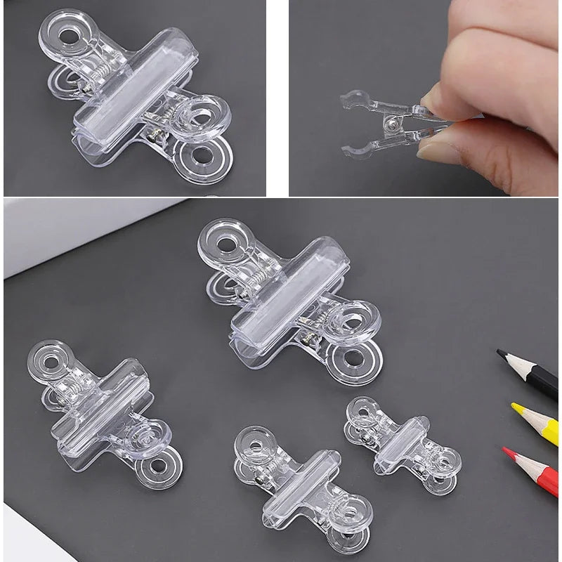 10 Transparent Binder Clips Bill Paper Clips Sealing Food Bag Clips Hinge Stationery for Home Office Clothesline Laundry Hanging