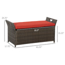 27 Gallon Pe Rattan Wicker Storage Bench, Large Outdoor Patio Box, Red