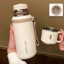 JUSTINLAU 600/800ML Thermos Cup Kitchen Vacuum Flasks with Tea Strainer Stainless Steel Portable Travel Thermal Water Bottles