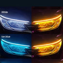 12V 2Pcs LED DRL Car Daytime Running Light Flexible With Start Sequential Scan Turn Signal Light Universal Headlight Lamp Strips