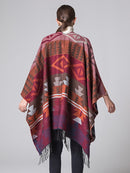 Imitation Cashmere Women Vintage Geometric Tassel Poncho Scarf Winter Warm Shawl Wrap Comfortable Female knitted Thick Blanket