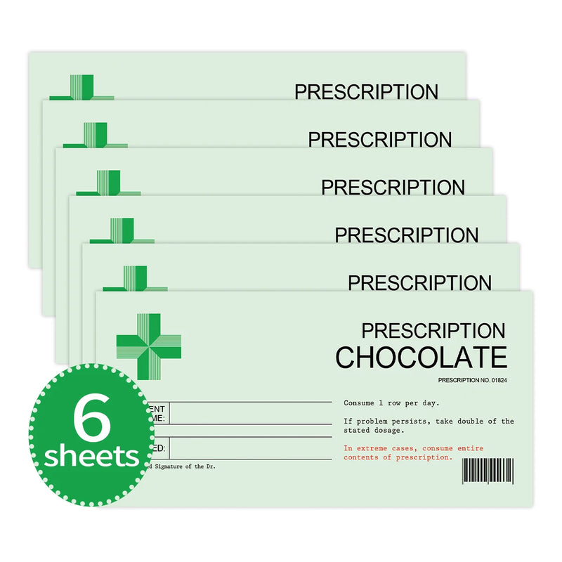 6pcs Prescription Chocolate Bar Label Stickers,Funny Novelty Birthday Anniversary Gift Sticker For Friends Family,Party Supplies