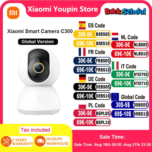 Global Version Xiaomi Smart Camera C300 Global Version 2K Image Quality 360° Smart Security 3 Million Pixels AI Human Detection
